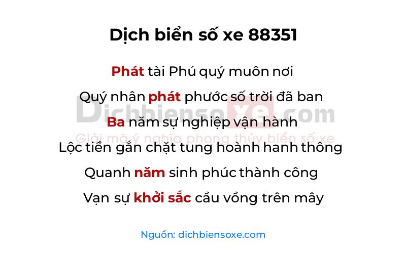 Dịch thơ biển số 88351
