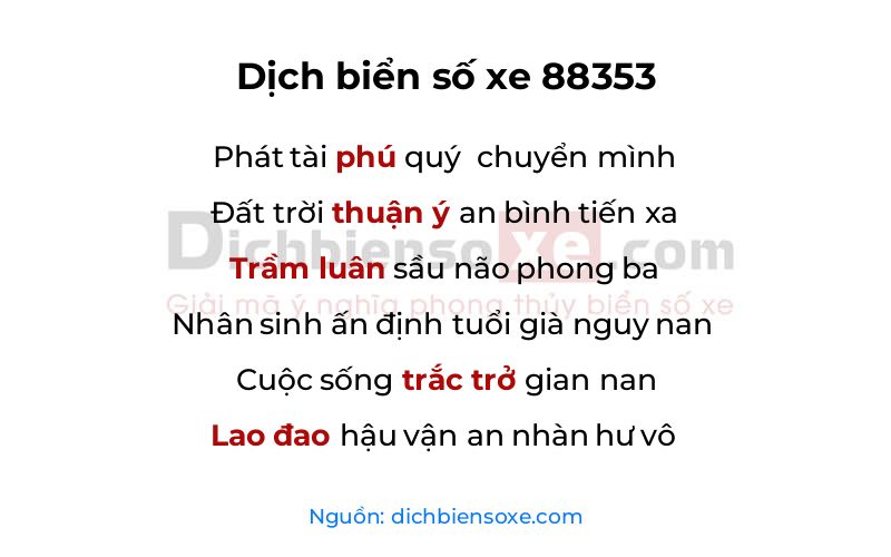 Dịch thơ biển số 88353