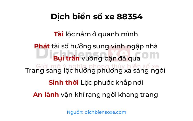 Dịch thơ biển số 88354