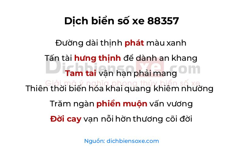 Dịch thơ biển số 88357