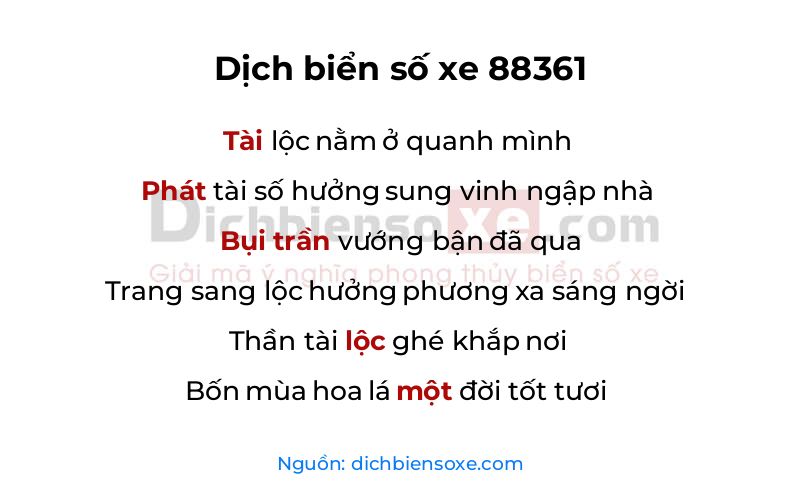Dịch thơ biển số 88361