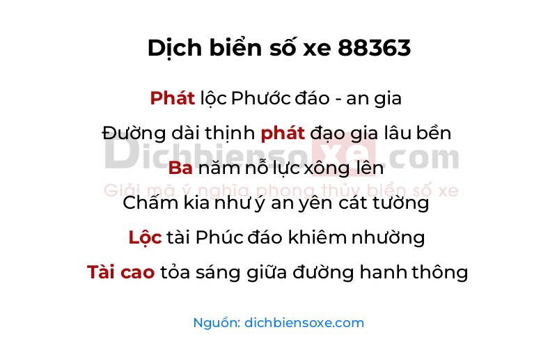 Dịch thơ biển số 88363