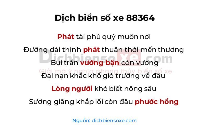 Dịch thơ biển số 88364