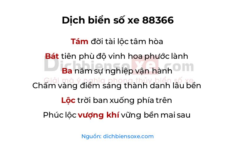 Dịch thơ biển số 88366