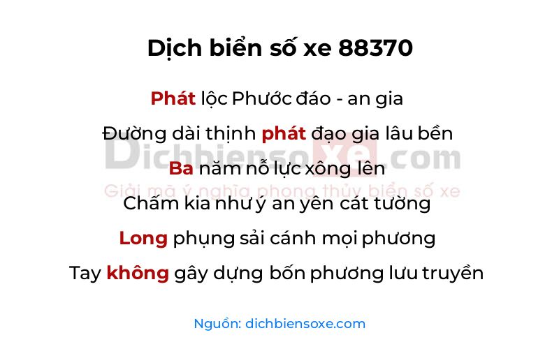 Dịch thơ biển số 88370