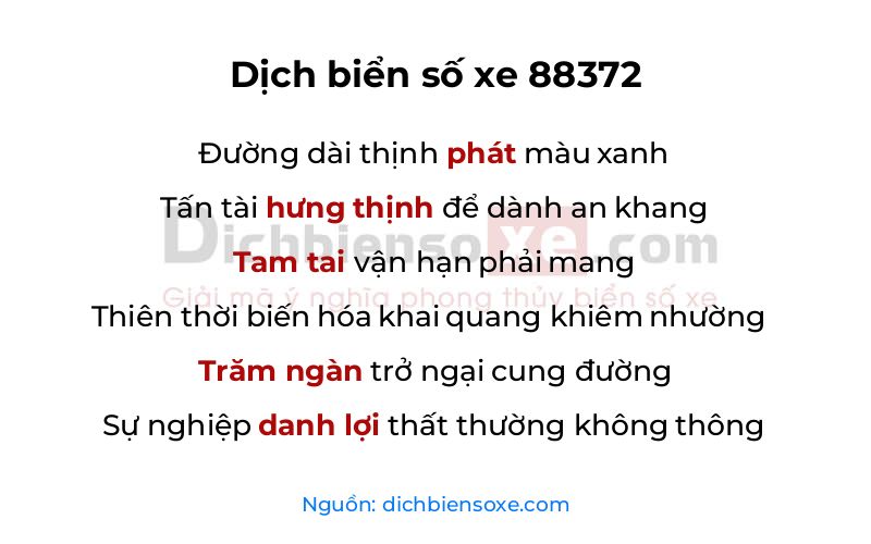 Dịch thơ biển số 88372