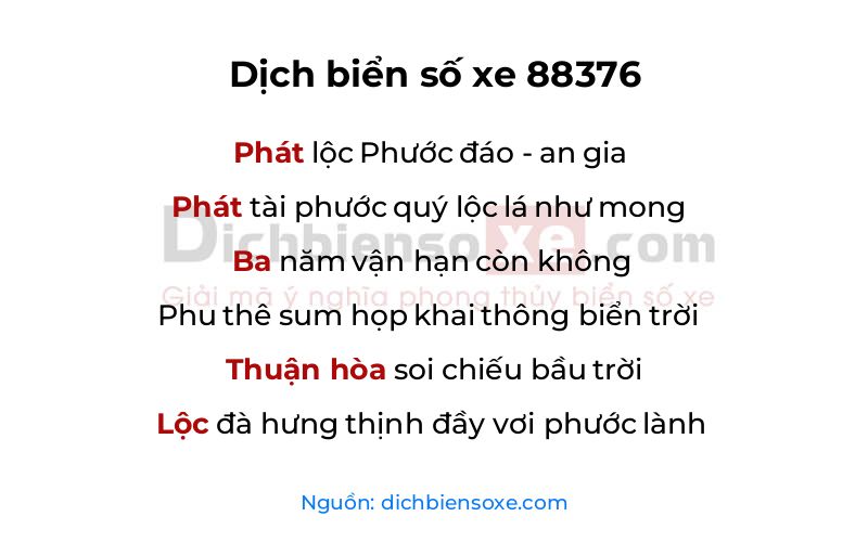 Dịch thơ biển số 88376
