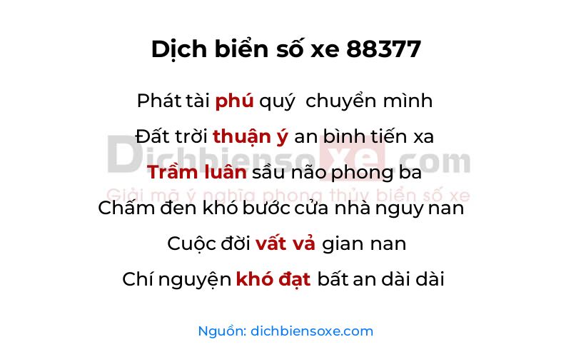 Dịch thơ biển số 88377