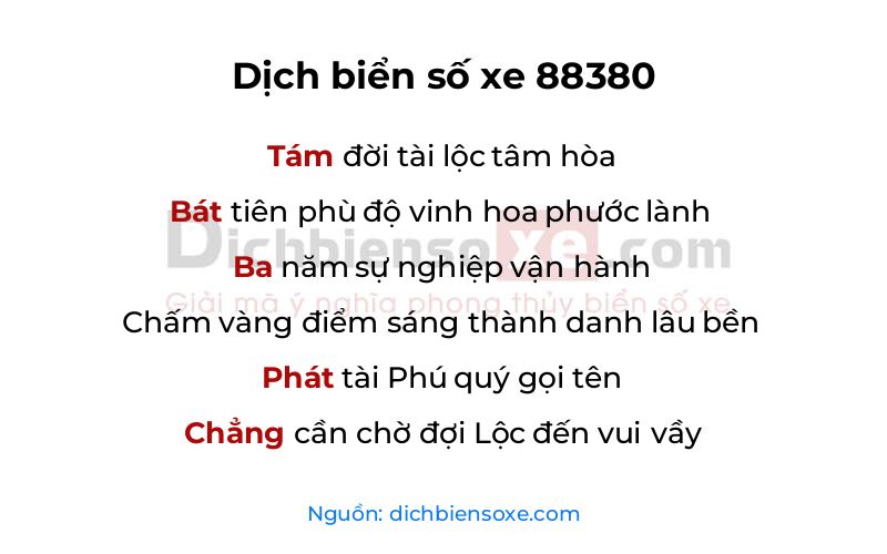 Dịch thơ biển số 88380