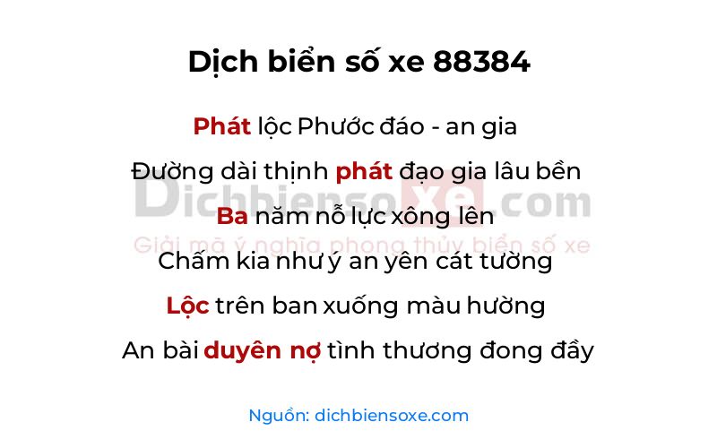 Dịch thơ biển số 88384