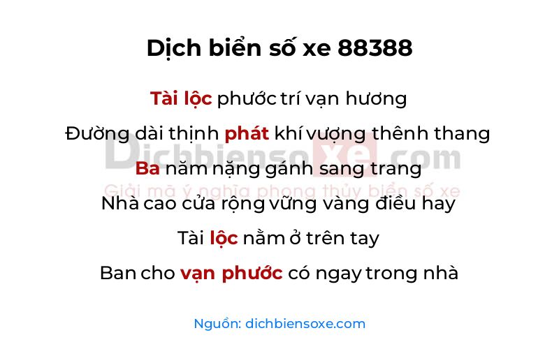 Dịch thơ biển số 88388