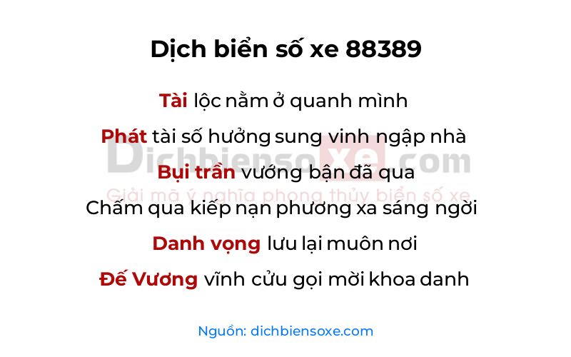 Dịch thơ biển số 88389