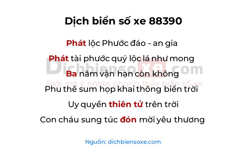 Dịch thơ biển số 88390