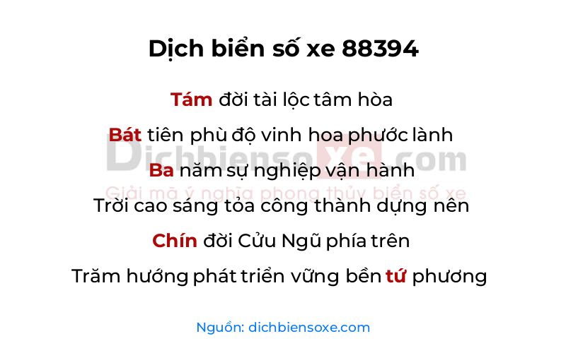 Dịch thơ biển số 88394