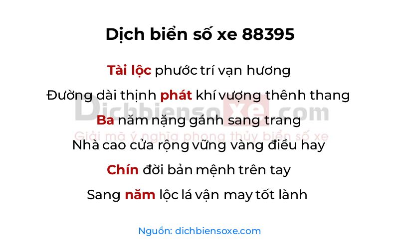 Dịch thơ biển số 88395