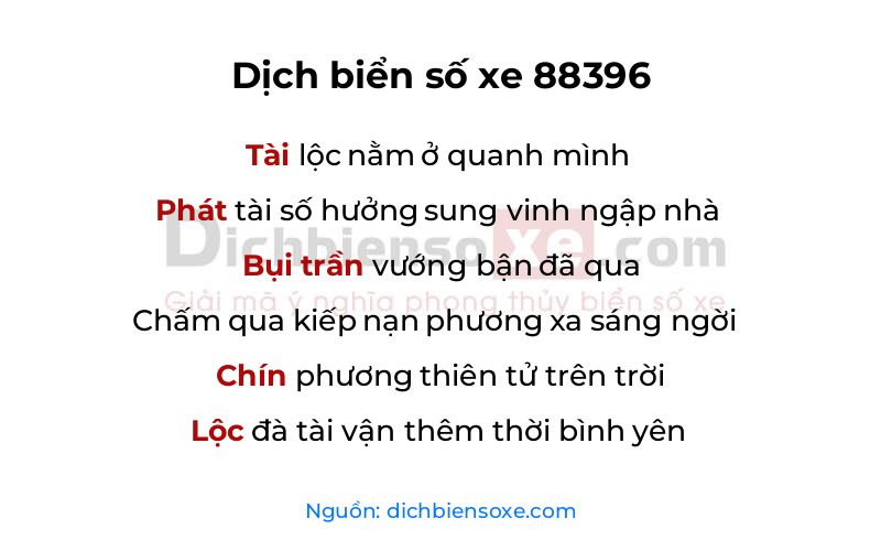 Dịch thơ biển số 88396