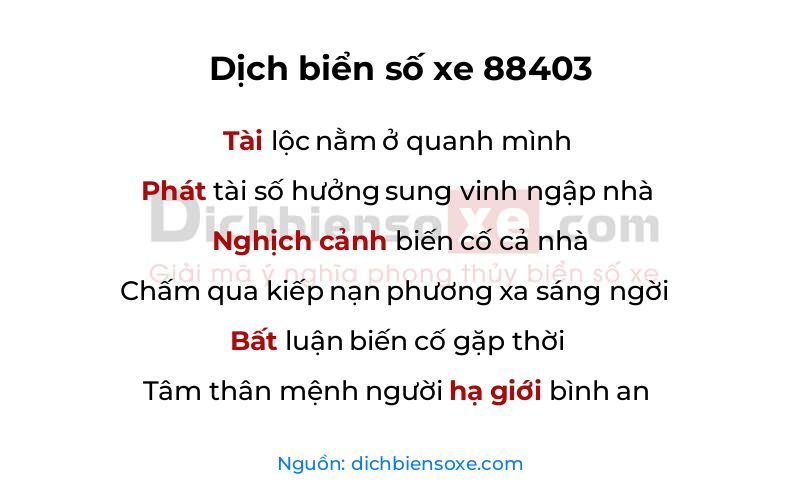 Dịch thơ biển số 88403
