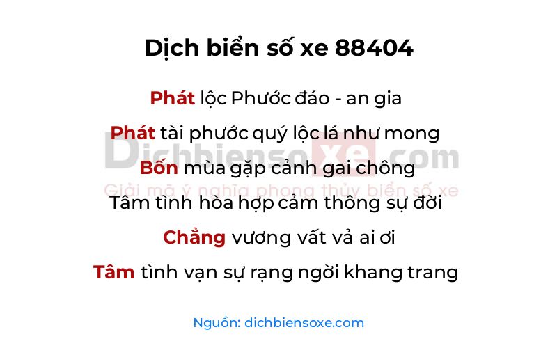 Dịch thơ biển số 88404