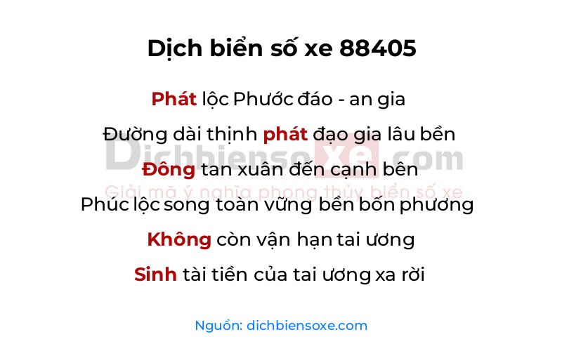 Dịch thơ biển số 88405