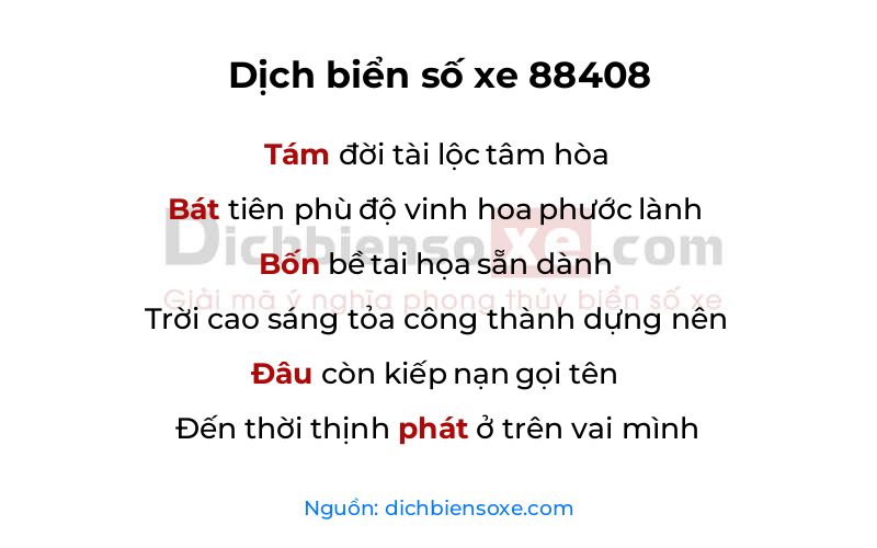 Dịch thơ biển số 88408