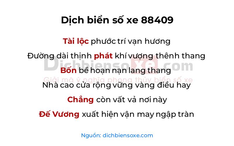 Dịch thơ biển số 88409