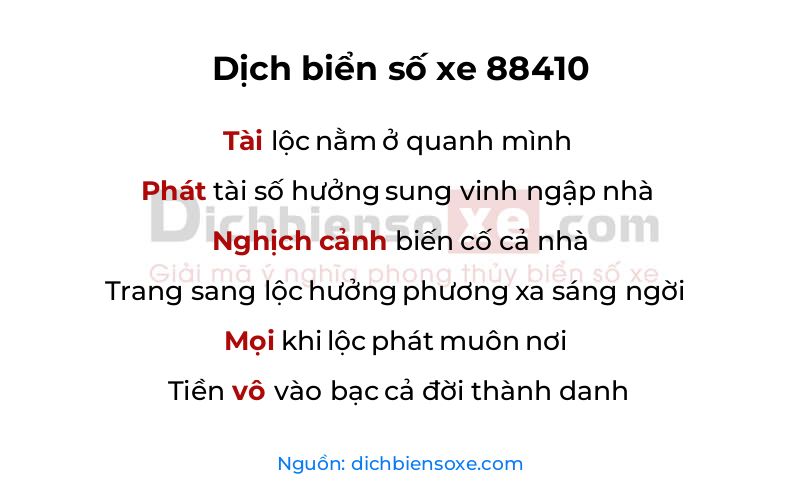 Dịch thơ biển số 88410