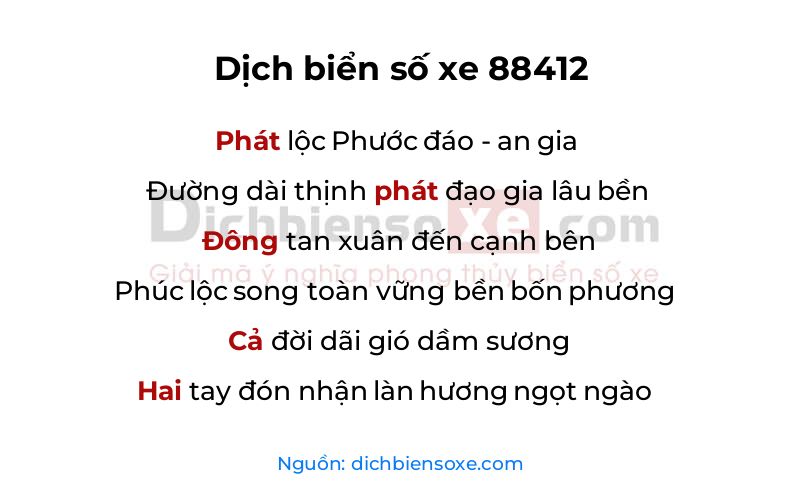 Dịch thơ biển số 88412