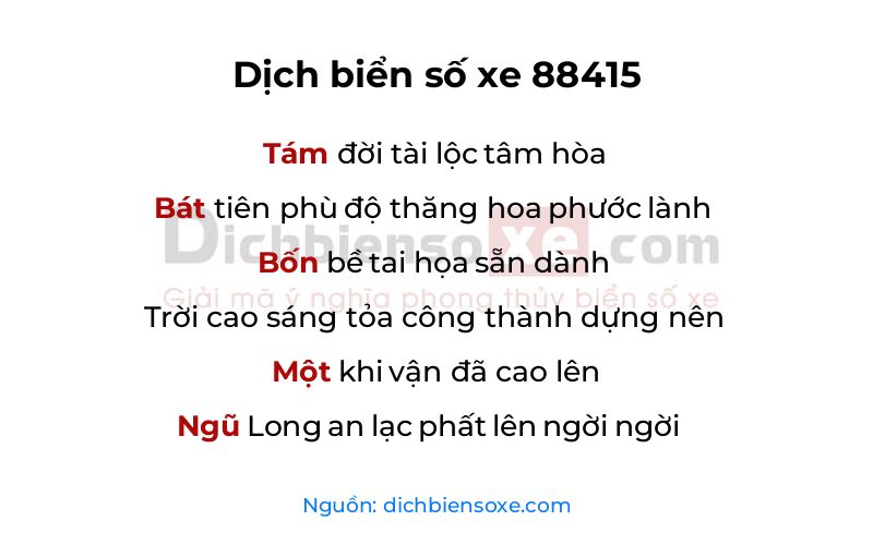Dịch thơ biển số 88415
