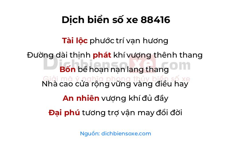Dịch thơ biển số 88416