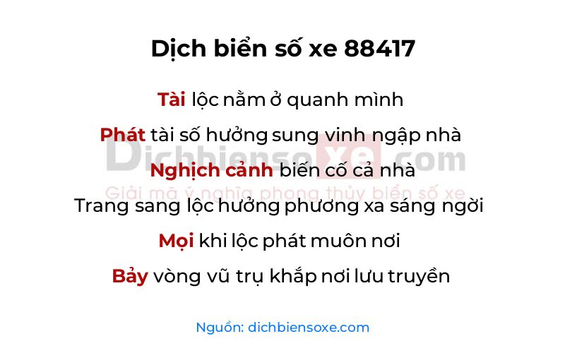 Dịch thơ biển số 88417