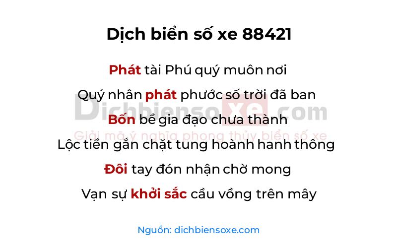 Dịch thơ biển số 88421