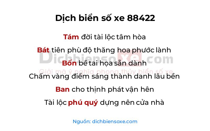 Dịch thơ biển số 88422