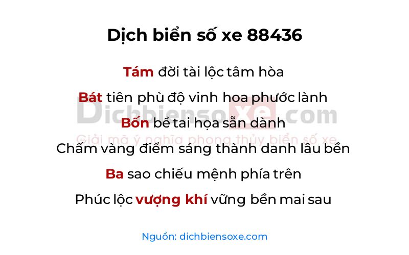 Dịch thơ biển số 88436