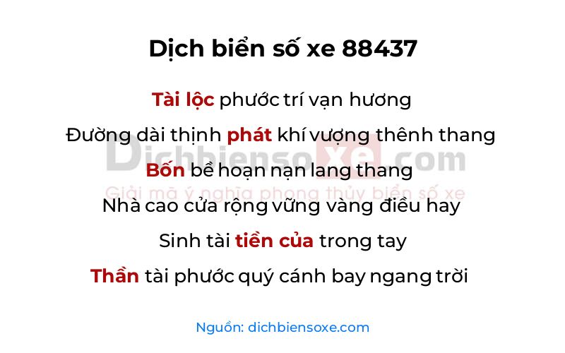 Dịch thơ biển số 88437