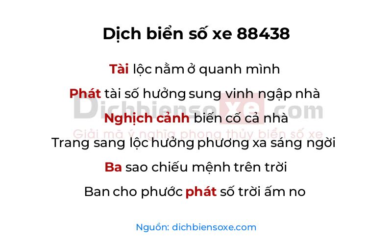 Dịch thơ biển số 88438