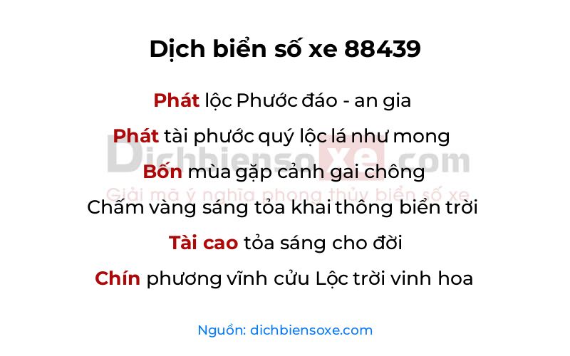 Dịch thơ biển số 88439