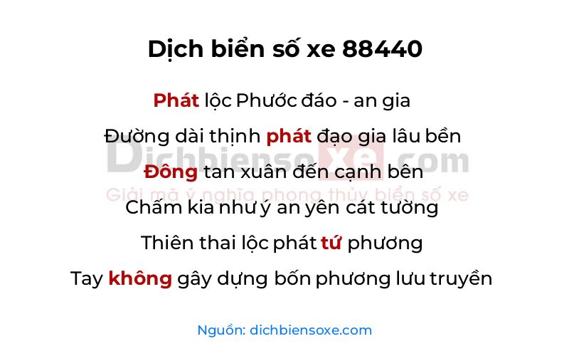 Dịch thơ biển số 88440