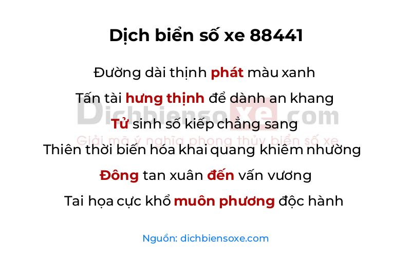 Dịch thơ biển số 88441