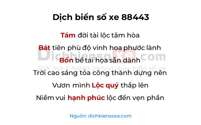 Dịch thơ biển số 88443