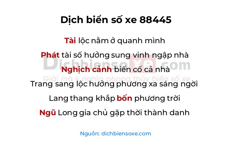Dịch thơ biển số 88445