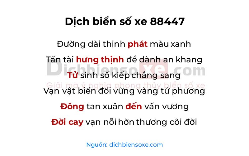 Dịch thơ biển số 88447