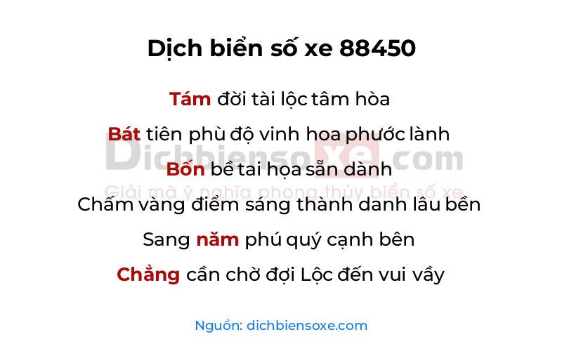 Dịch thơ biển số 88450