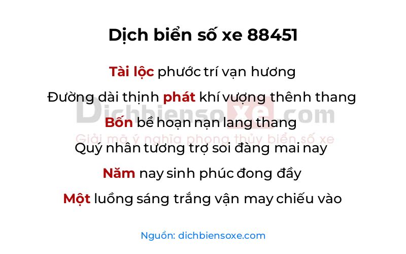 Dịch thơ biển số 88451