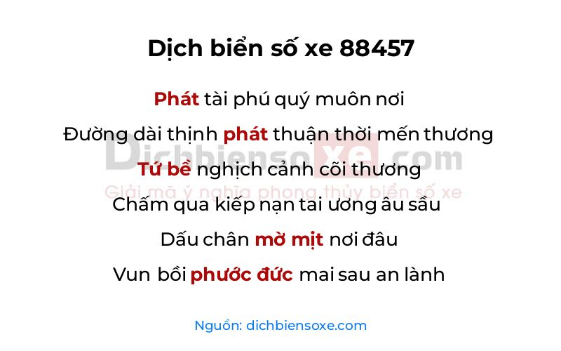 Dịch thơ biển số 88457