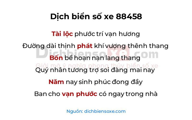 Dịch thơ biển số 88458