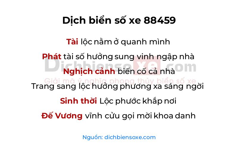 Dịch thơ biển số 88459
