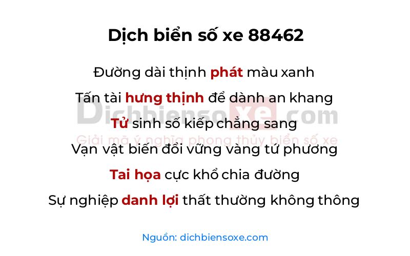 Dịch thơ biển số 88462