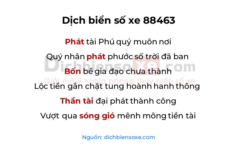 Dịch thơ biển số 88463