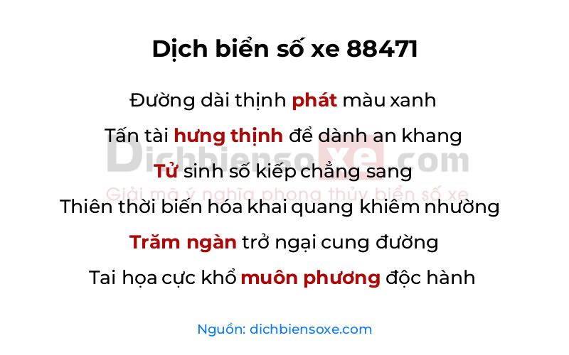 Dịch thơ biển số 88471
