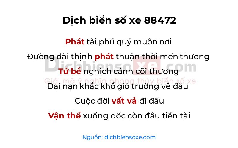 Dịch thơ biển số 88472